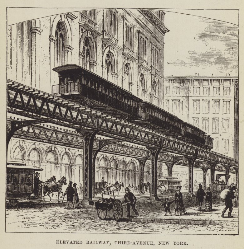 Hochbahn, Third Avenue, New York von George Augustus Sala