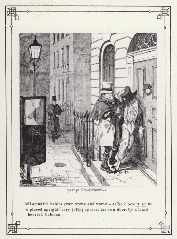 Illustration für The Bachelor’s Own Book, oder Der Fortschritt von Mr. Lambkin (Gent) (Gravur) von George Cruikshank