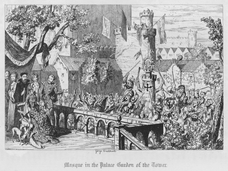 Maskerade im Palastgarten des Turms von George Cruikshank
