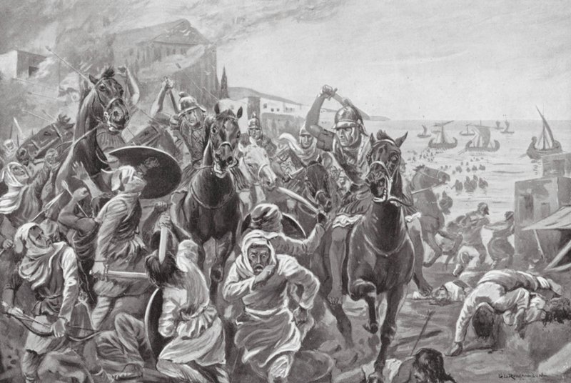 Eroberung von Tyrus durch Evagoras von Zypern (Lithografie) von George Derville (after) Rowlandson