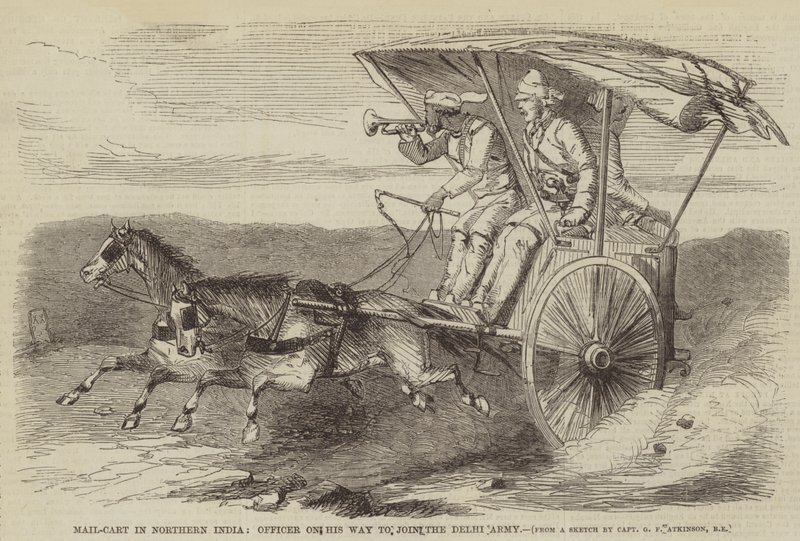 Postkutsche in Nordindien, Offizier auf dem Weg zur Delhi-Armee von George Francklin Atkinson