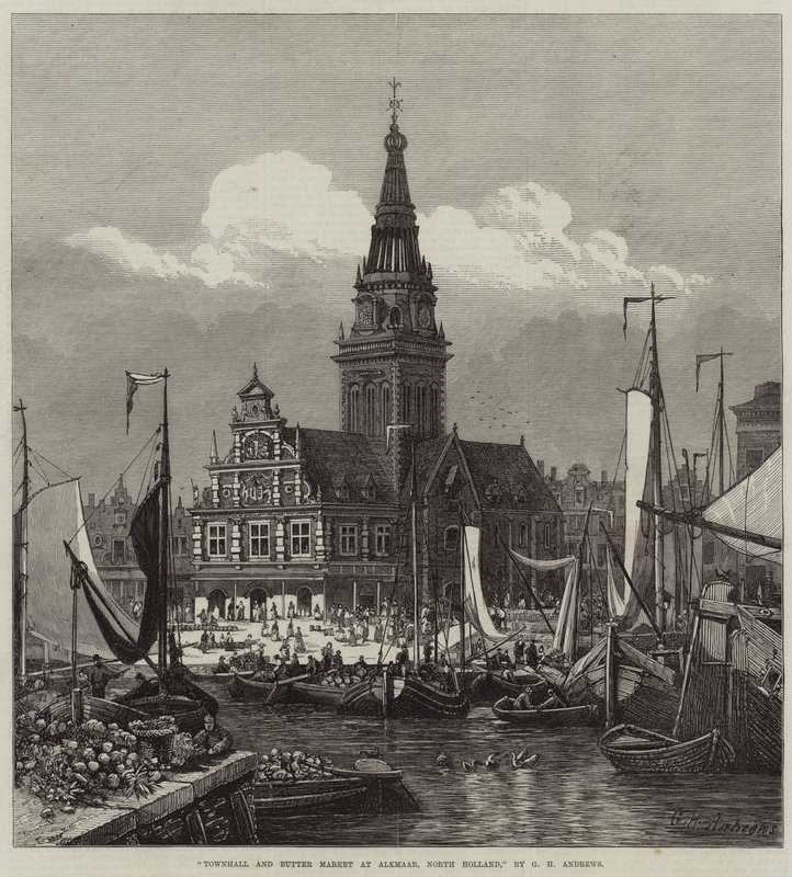 Rathaus und Buttermarkt in Alkmaar, Nordholland von George Henry Andrews