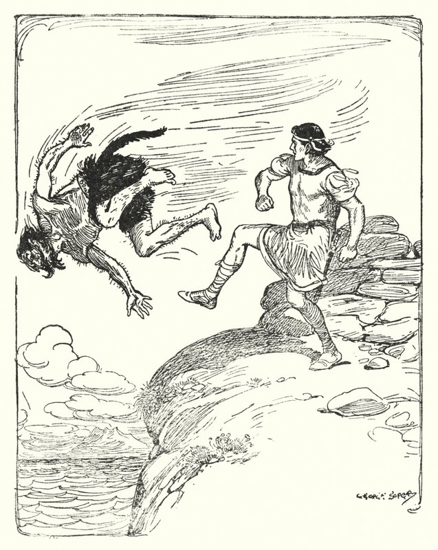 Theseus: "Er trat ihn über die Klippe ins Meer" von George Soper