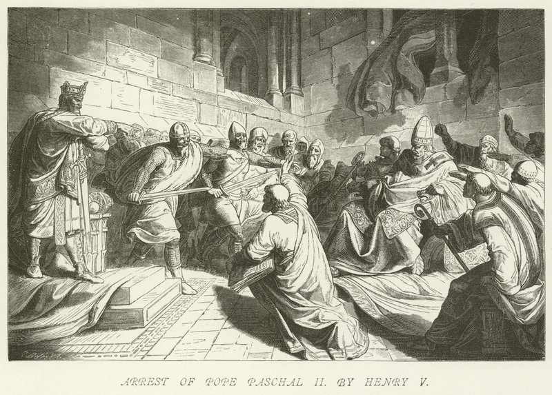 Verhaftung von Papst Paschalis II. durch Heinrich V. von German School