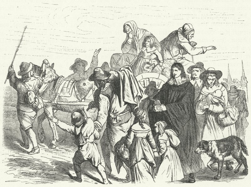 Ankunft französischer Hugenotten in Brandenburg nach dem Edikt von Potsdam von Friedrich Wilhelm im Jahr 1685 (Stich) von German School