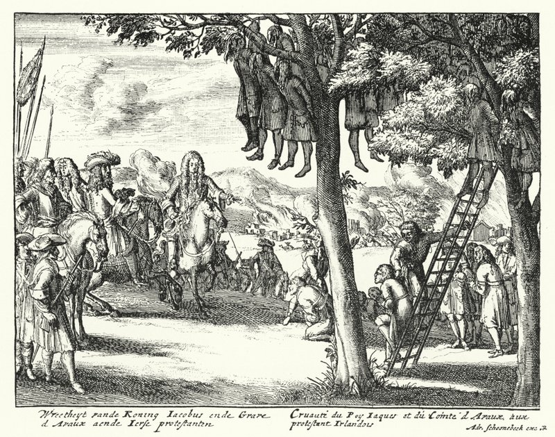Gräueltaten gegen irische Protestanten durch James II. und den Comte d