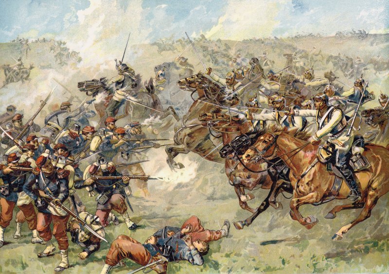 Angriff der preußischen Kürassiere bei Vionville, Schlacht von Mars-la-Tour, 16. August 1870 von German School
