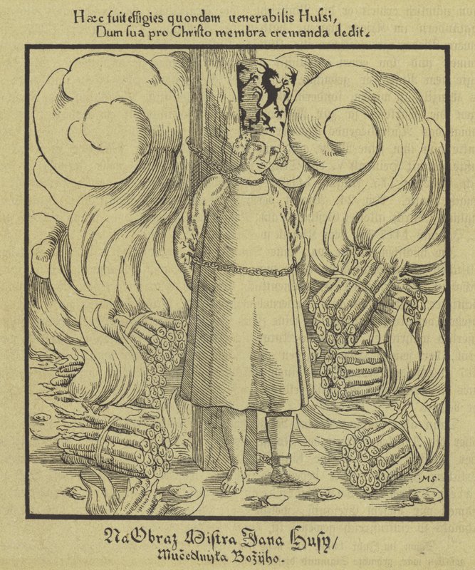 Der böhmische christliche Reformator Jan Hus wird auf dem Scheiterhaufen verbrannt, Konstanz, 6. Juli 1415 von German School