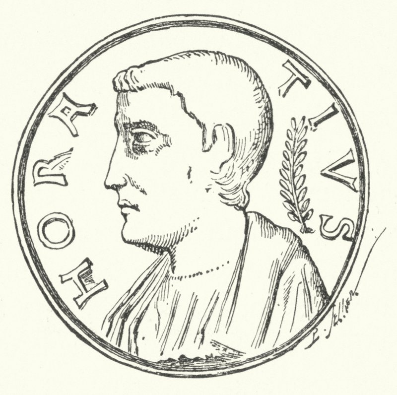 Bronzemünze mit dem Kopf des römischen Helden Horatius (Gravur) von German School
