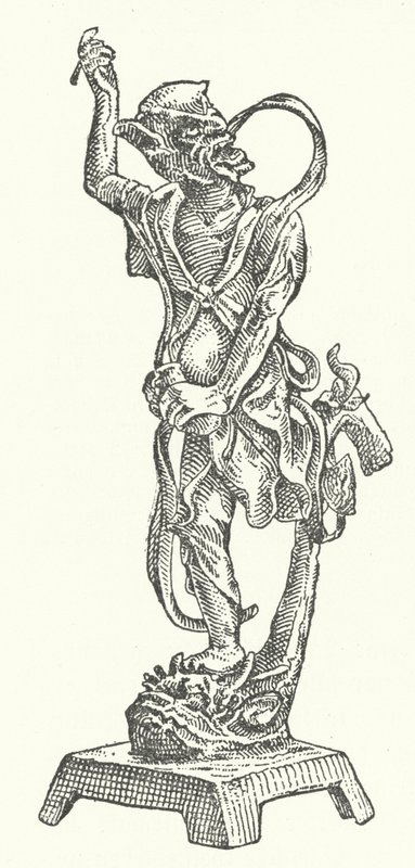 Bronzestatue von Kui Xing, chinesischer Gott der Literatur von German School