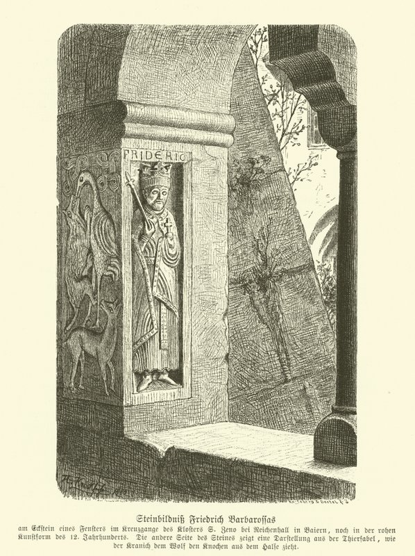 Steinbild von Friedrich Barbarossa, Heiliger Römischer Kaiser (Gravur) von German School