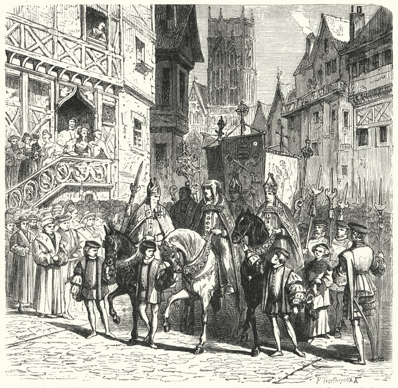 Katholische Prälaten kehren unter der Herrschaft von Maria I. nach England zurück (Stich) von German School