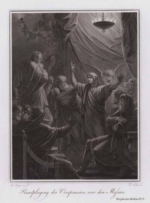 Beratung des Hohepriesters über den Messias (Gravur) von German School