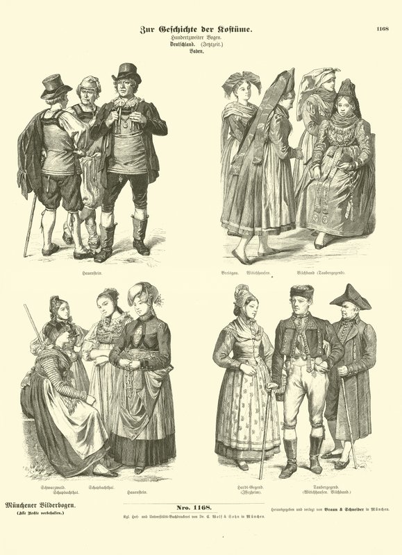 Kostüme aus Baden, Deutschland, 19. Jahrhundert von German School