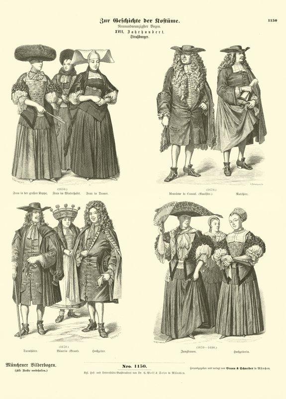 Kostüme aus Straßburg, 17. Jahrhundert von German School