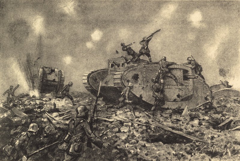 Zerstörung englischer Panzer durch deutsche Truppen von German School