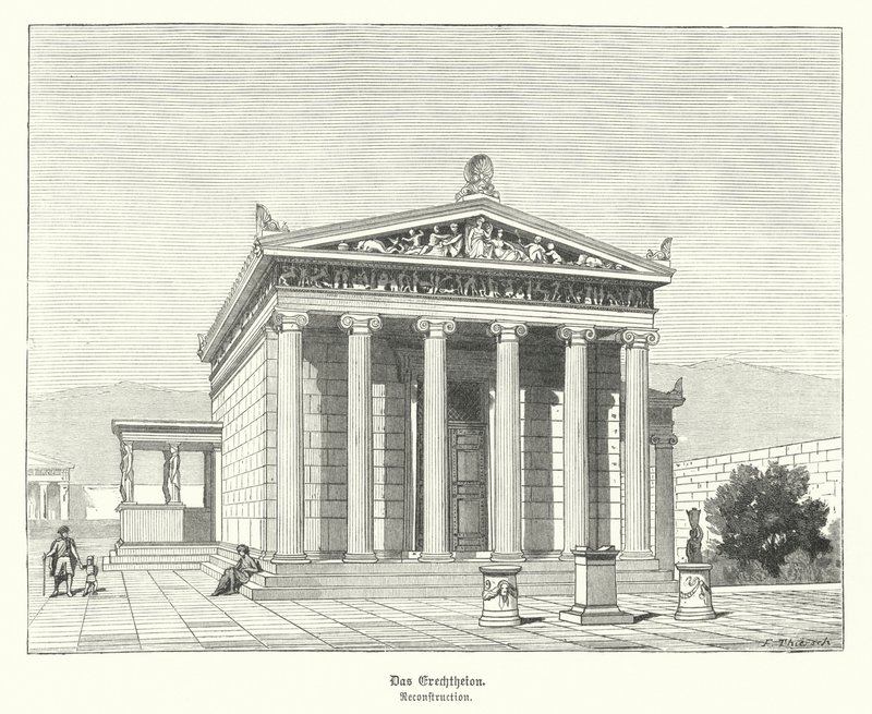Erechtheion, Tempel der Athena und Poseidon auf der Akropolis, Athen, Antikes Griechenland von German School