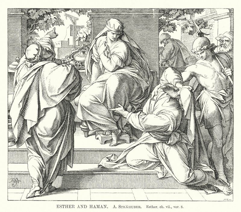 Esther und Haman, Esther, Kap. vii, Vers 8 von German School