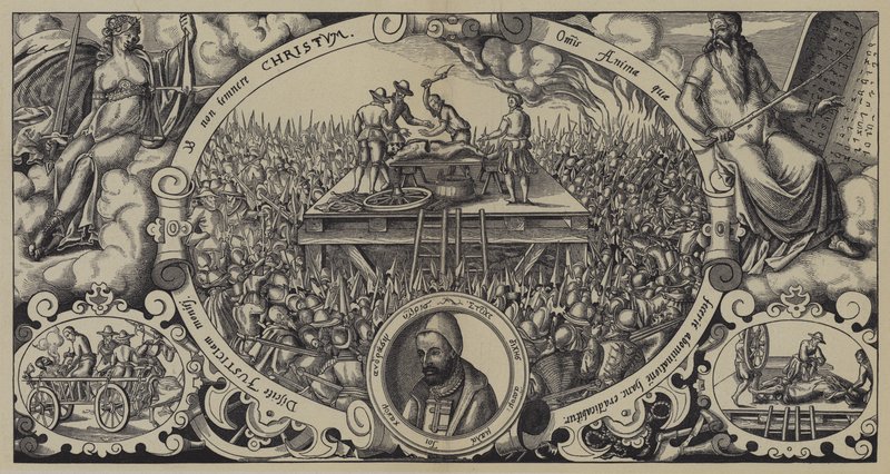 Hinrichtung von Lippold ben Chluchim, Meister der Münze von Brandenburg, Berlin, 28. Januar 1573 von German School