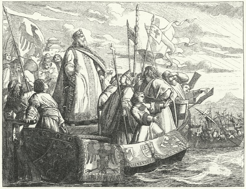 Friedrich Barbarossa und sein Heer überqueren den Bosporus im Dritten Kreuzzug von German School