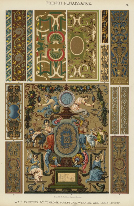 Französische Renaissance, Wandmalerei, Polychrome Skulptur, Weberei und Bucheinbände von German School