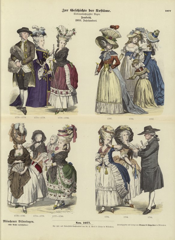 Französische Kostüme, 18. Jahrhundert von German School