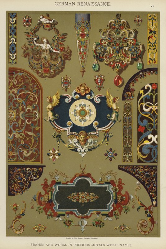 Deutsche Renaissance, Rahmen und Werke in Edelmetallen mit Emaille von German School