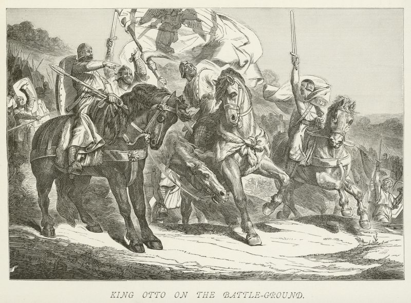 König Otto auf dem Schlachtfeld von German School