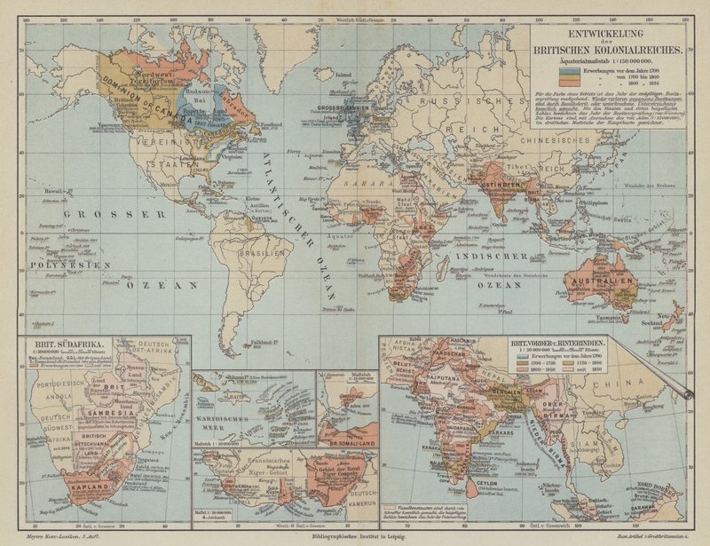 Karte, die die Expansion des Britischen Empire zeigt von German School