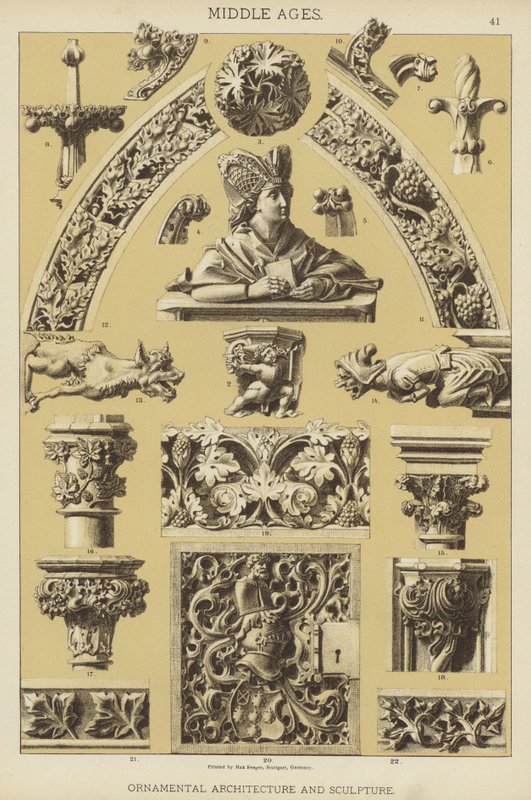 Mittelalter, ornamentale Architektur und Skulptur von German School