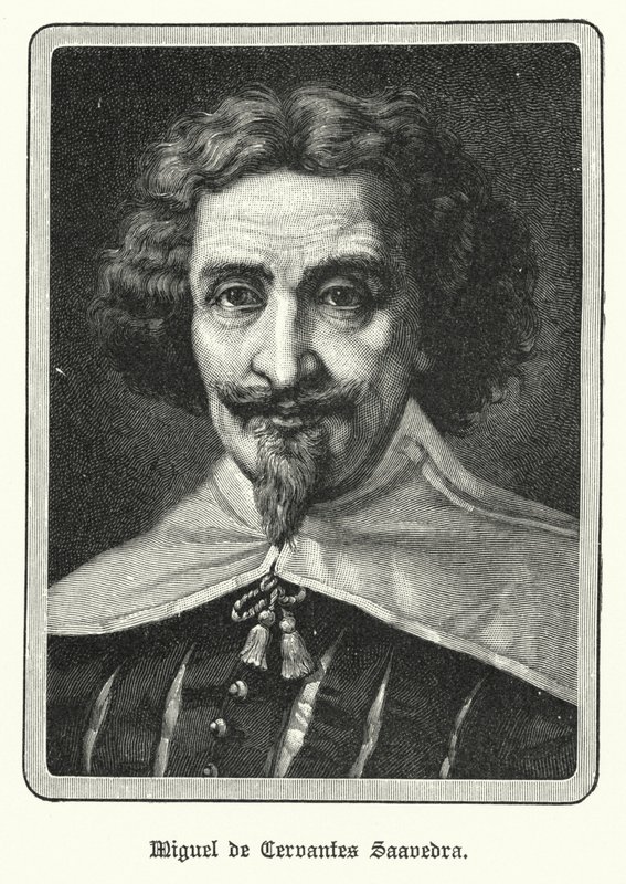Miguel de Cervantes Saavedra, spanischer Romanautor (Lithografie) von German School