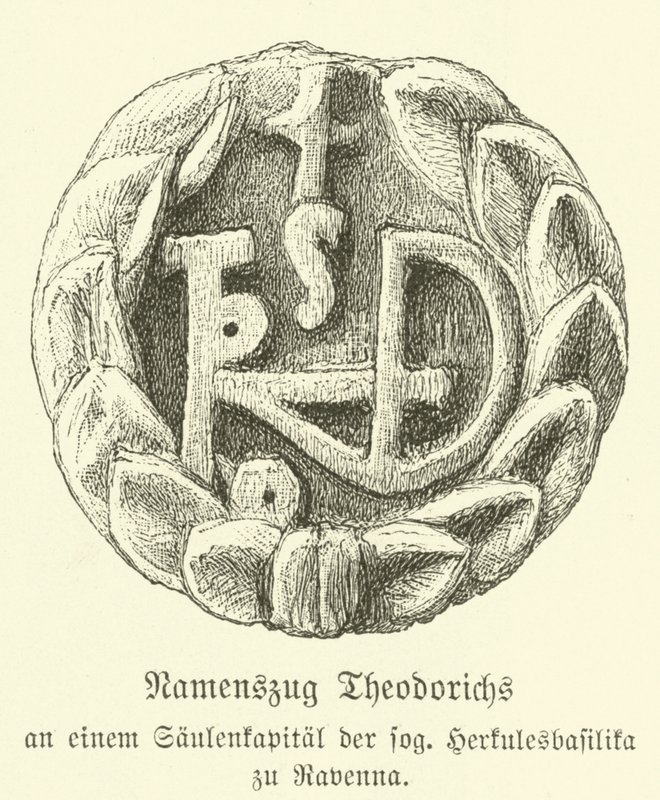 Monogramm von Theoderich dem Großen, König der Ostgoten von German School