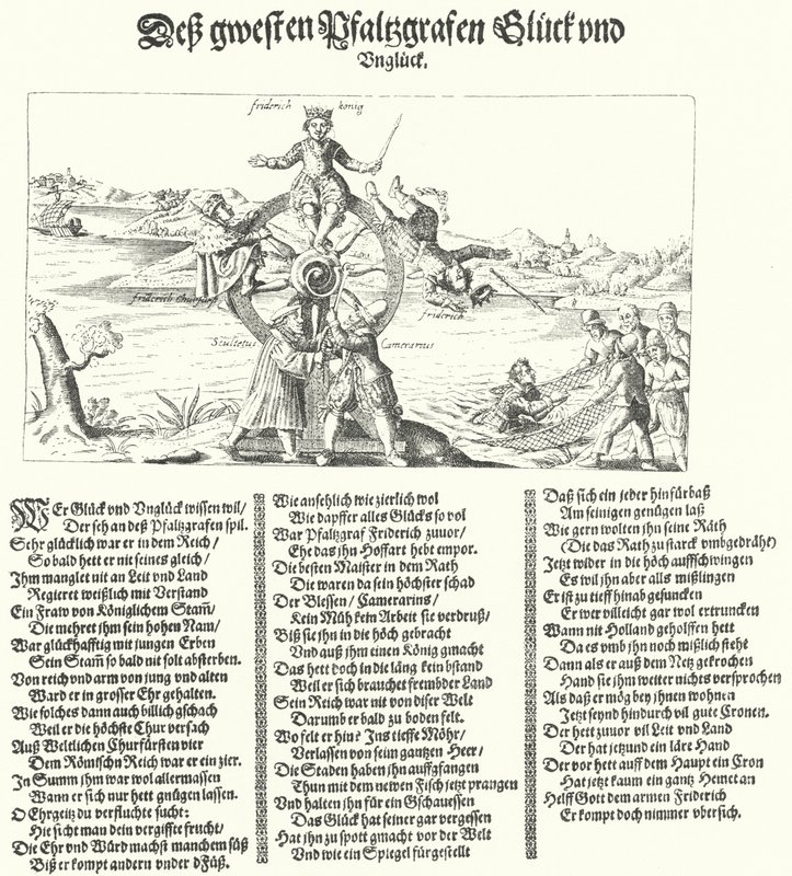 Pamphlet, das den Winterkönig Friedrich I. von Böhmen verspottet, 1621 von German School