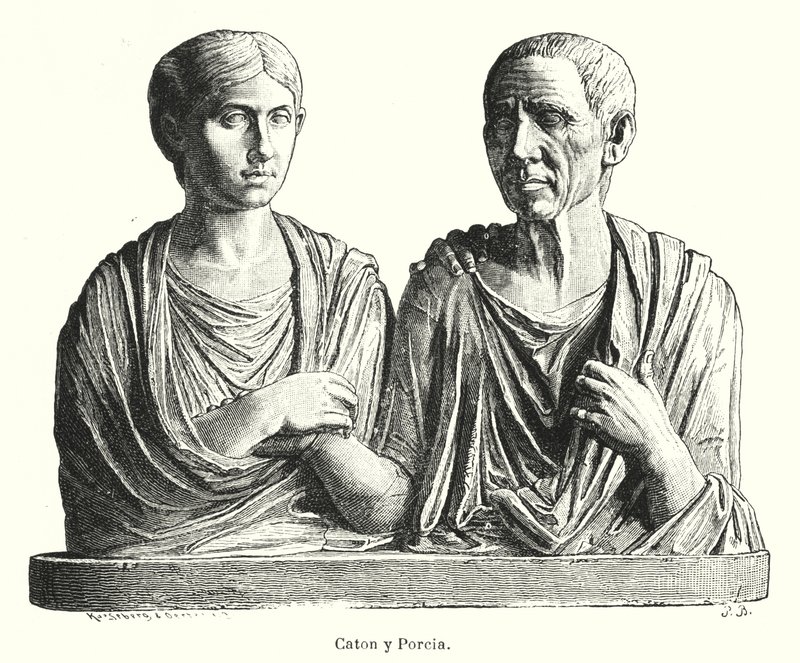 Porcia und Cato, antiker römischer Grabstein von German School