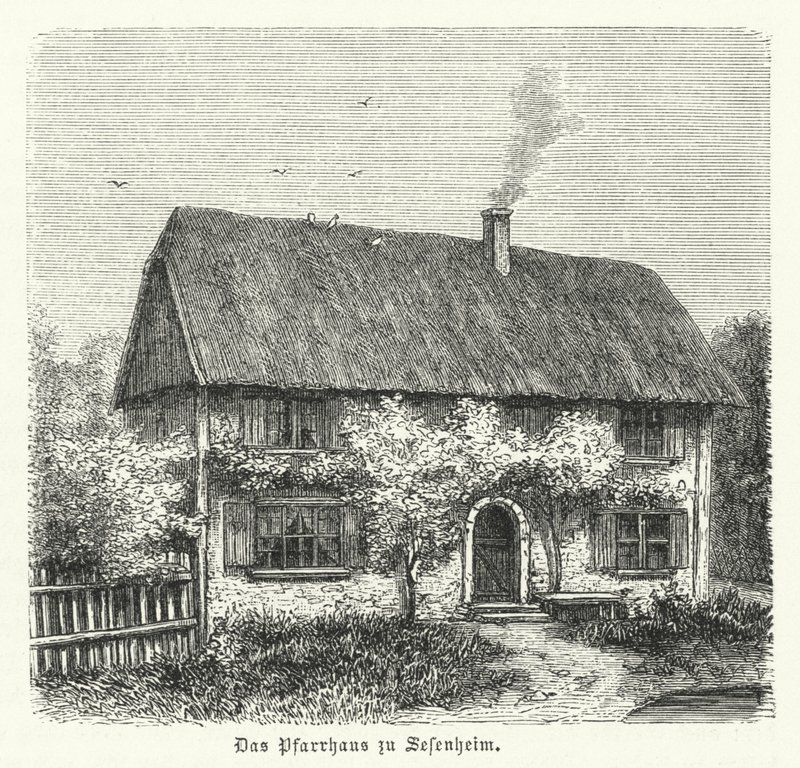 Pfarrhaus von Sessenheim, Heimat von Friederike Brion, mit der Johann Wolfgang Goethe während seines Studiums an der Universität Straßburg 1770-1771 eine Liebesaffäre hatte von German School
