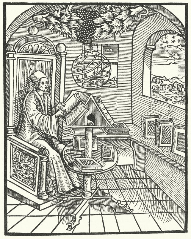 Zimmerinterieur mit einem Gelehrten bei der Arbeit, um 1500 von German School