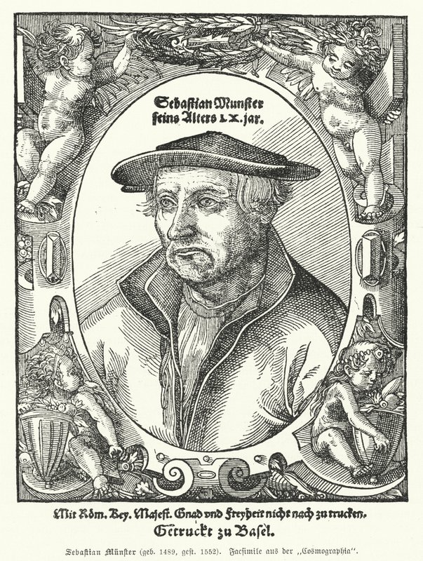 Sebastian Münster, deutscher Kartograph, Kosmograph und Autor der Cosmographia, des frühesten Werks, das die Welt auf Deutsch beschreibt (Gravur) von German School