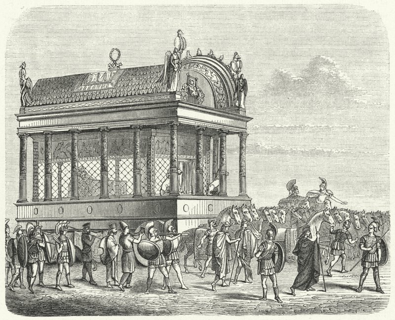 Der Leichenwagen von Alexander dem Großen (Gravur) von German School