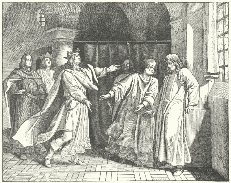 Die Versöhnung von Ludwig IV. und Friedrich dem Schönen, rivalisierende Anwärter auf den deutschen Thron von German School