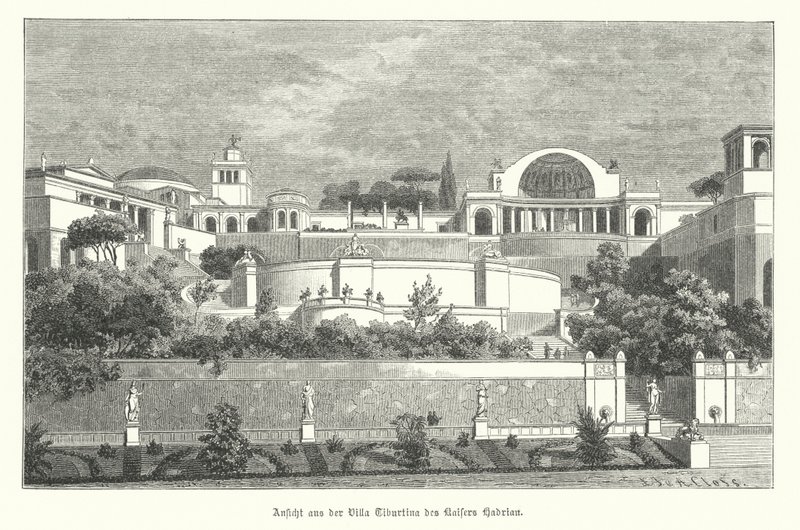 Villa des römischen Kaisers Hadrian in Tivoli, Italien von German School