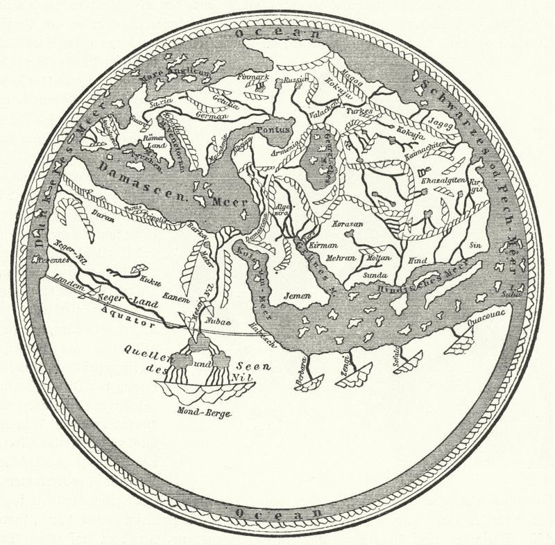Weltkarte des arabischen Geographen und Kartographen Muhammad al-Idrisi von German School