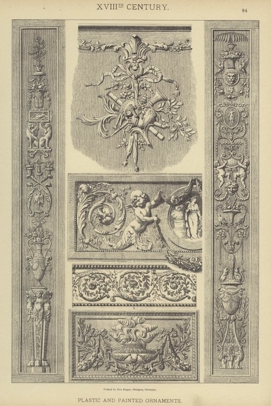 18. Jahrhundert, plastische und bemalte Ornamente von German School