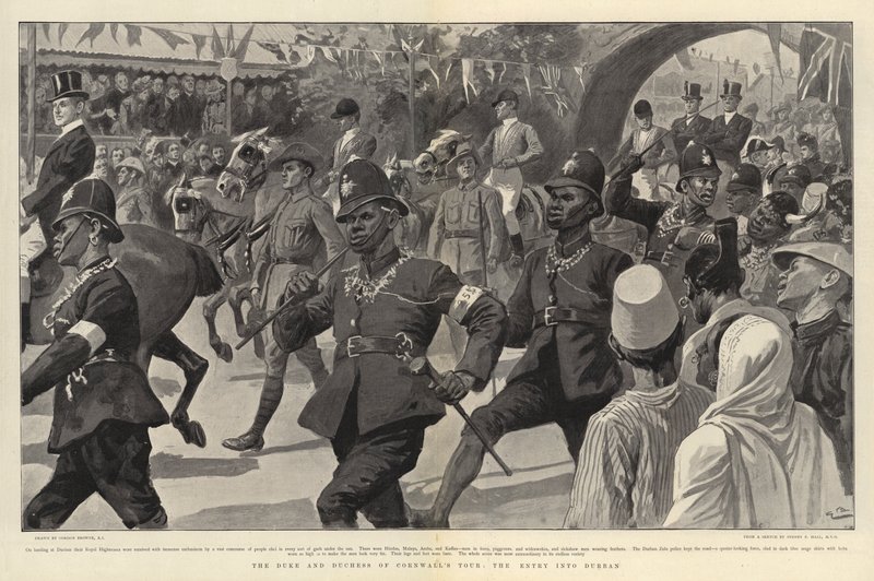 Die Tour des Herzogs und der Herzogin von Cornwall, der Einzug in Durban von Gordon Frederick Browne