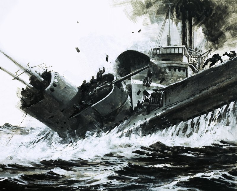 In den Chinesischen Meeren 1930, der 2.000-Tonnen-Dampfer Yuta rammte die Seite des U-Boots Poseidon von Graham Coton
