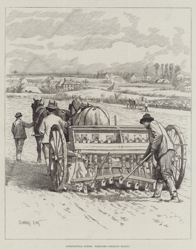Landwirtschaftliche Szenen, Februar, Gerste säen von Gunning King