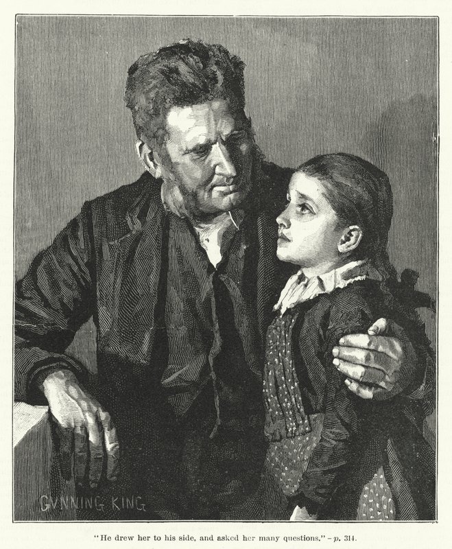 "Er zog sie an seine Seite und stellte ihr viele Fragen" (Gravur) von Gunning (after) King