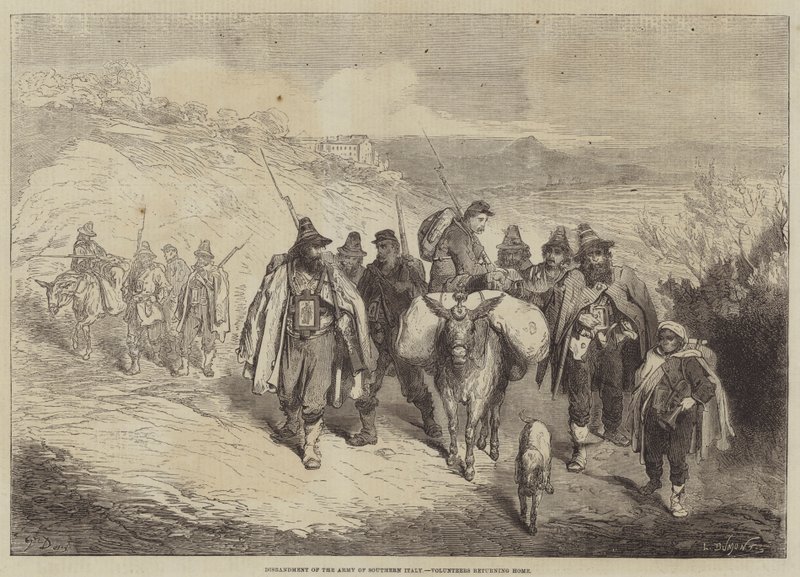 Auflösung der Armee Süditaliens, Freiwillige kehren nach Hause zurück von Gustave Dore
