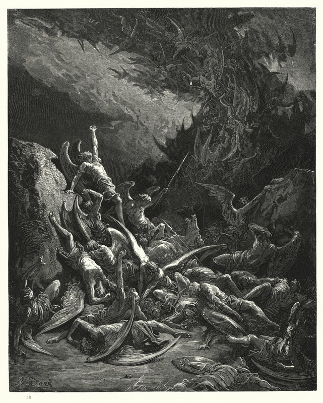 Illustration von Gustave Doré für Miltons Paradise Lost, Buch VI, Zeile 871 von Gustave Dore