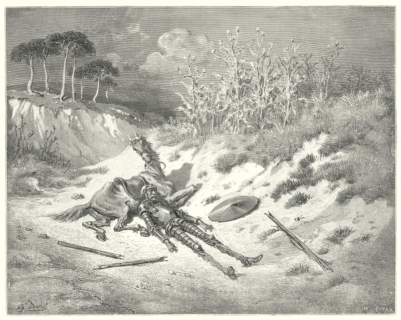 Gustave Dorés Don Quixote: "Ach! wo bist du, liebe Dame, dass du nicht über mein Leid klagst?" von Gustave Dore