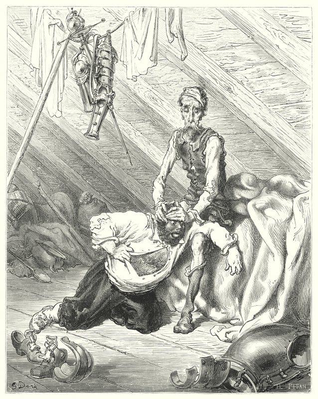 Gustave Dorés Don Quixote: "Er glaubte wirklich, seine letzte Stunde sei gekommen" von Gustave Dore